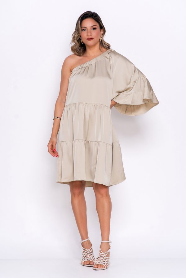 VESTIDO CREPE SATIN CHAMPAGNE