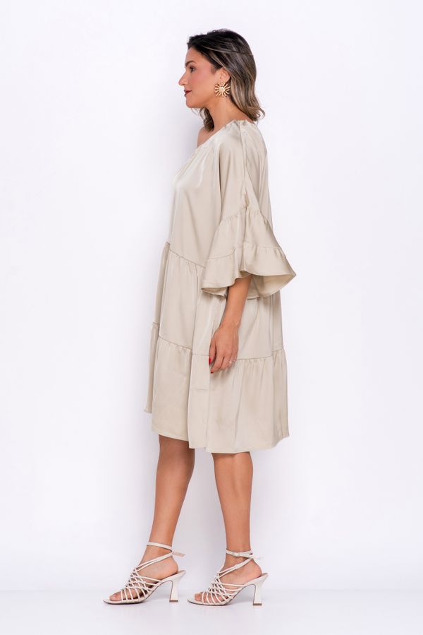 VESTIDO CREPE SATIN CHAMPAGNE