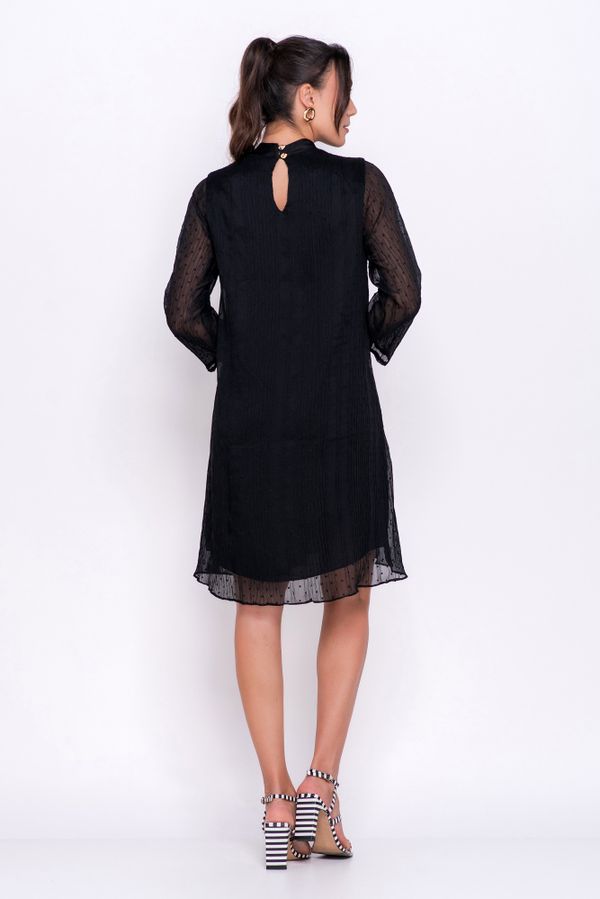 VESTIDO PLISSADO PLUMETIS PRETO