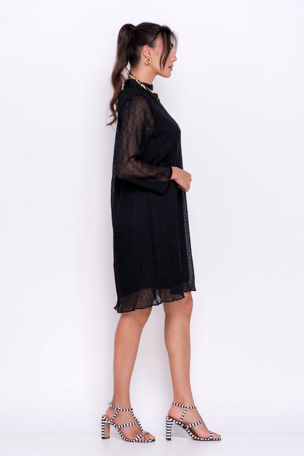 VESTIDO PLISSADO PLUMETIS PRETO