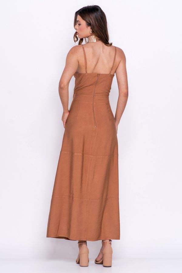 VESTIDO MIDI MARROM