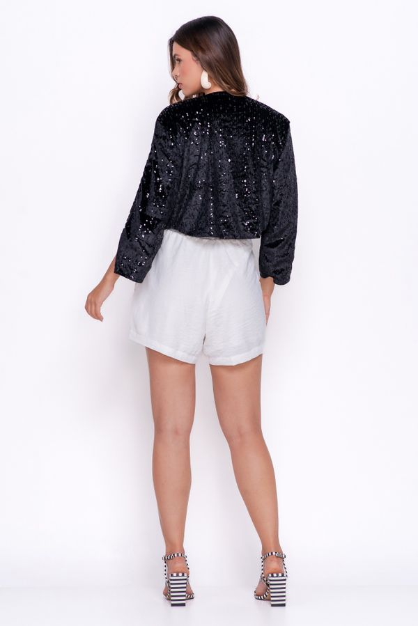 BLUSA CAPA PAETE VELVET DIVA PRETO