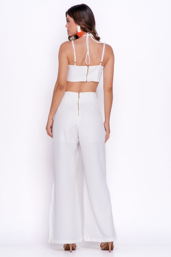 MACACÃO ESTRELA CREPE VEINA OFF WHITE