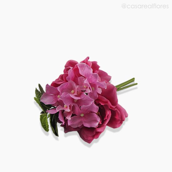Foto do produto Buquê Rosa com Hortência Artificial - Rosa (9719)