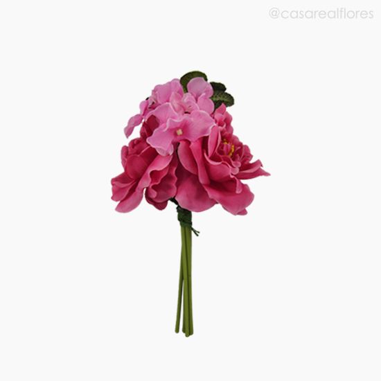 Foto do produto Buquê Rosa com Hortência Artificial - Rosa (9719)