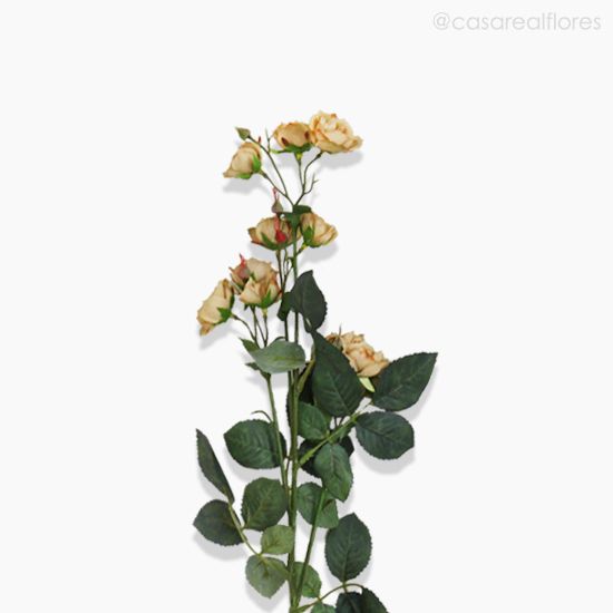 Foto do produto Galho Mini Rosa Artificial - Amarelo Escuro (9643)