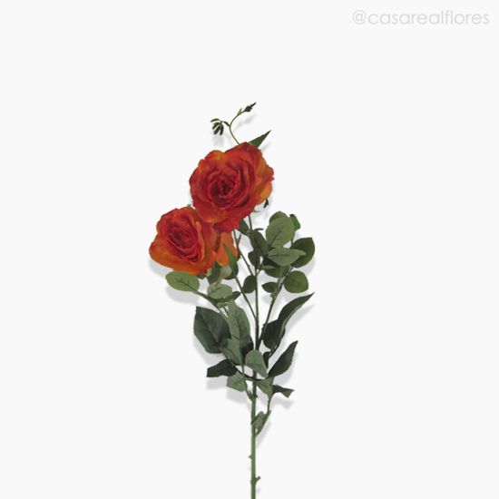 Foto do produto Galho Rosa Artificial - Laranja (12722)