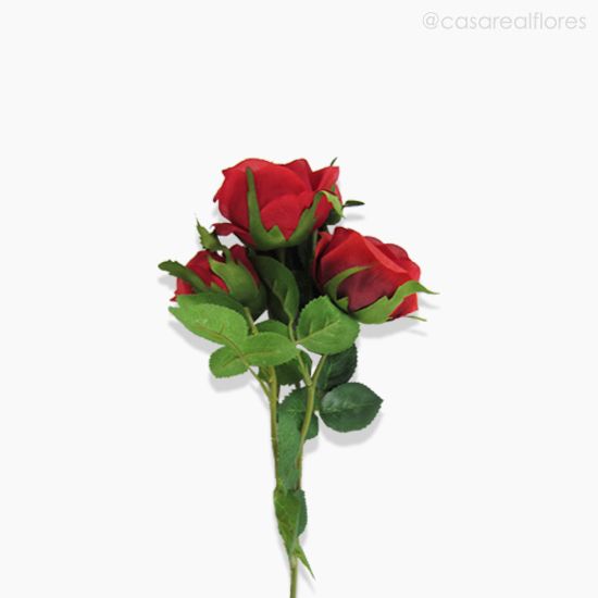 Foto do produto Galho Rosa Artificial - Vermelho (10591)