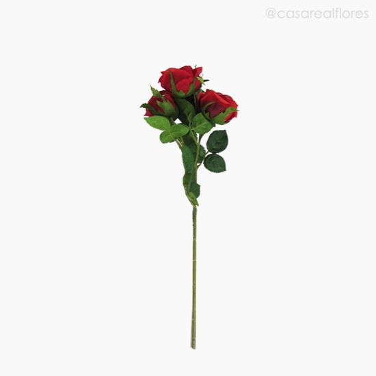 Foto do produto Galho Rosa Artificial - Vermelho (10591)