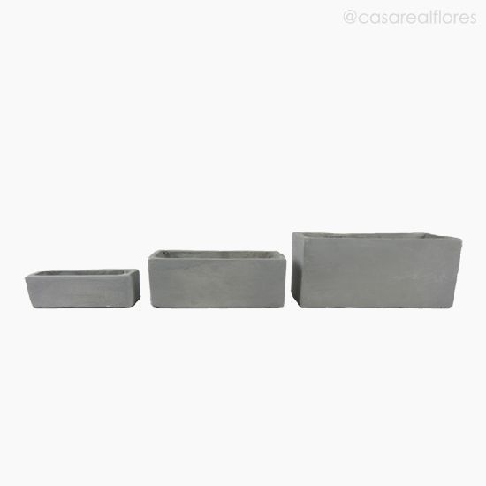 Foto do produto Kit com 3 Vasos Retangular - Cinza (10855)