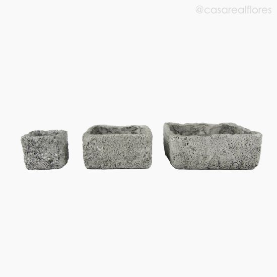 Foto do produto Kit com 3 Vaso Quadrado - Cinza (10856)