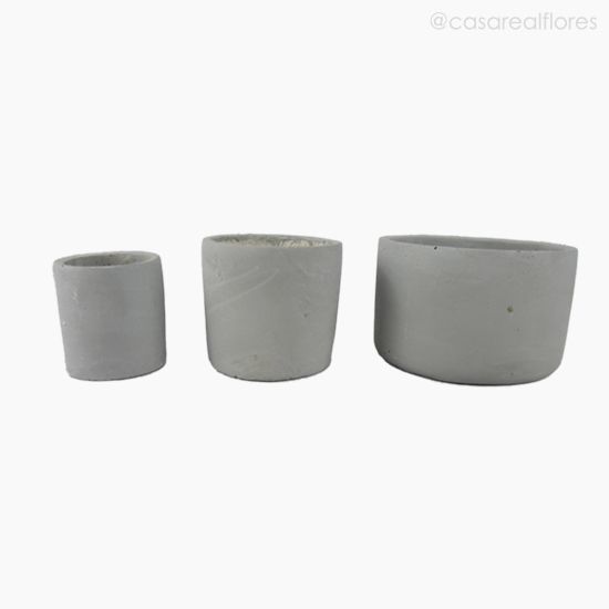 Foto do produto Kit com 3 Vaso Redondo - Cinza (10858)