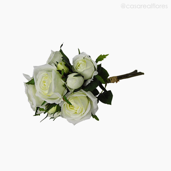 Foto do produto Buquê Rosa X3 com Rafia - Branco (11638)
