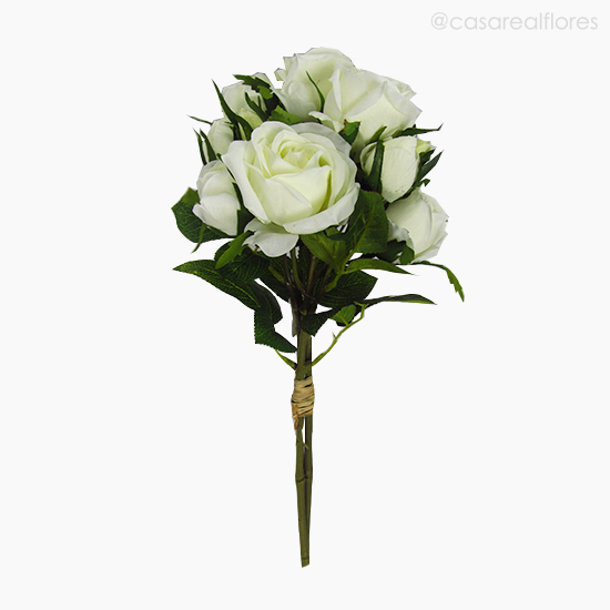 Foto do produto Buquê Rosa X3 com Rafia - Branco (11638)