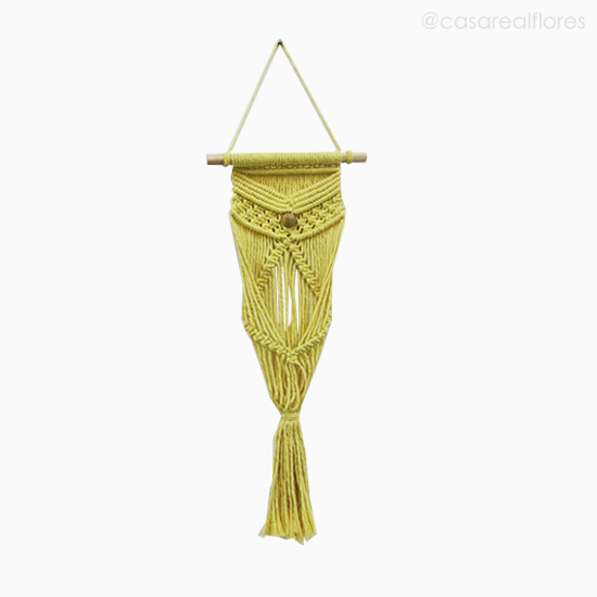 Foto do produto Suporte Madeira Trabalhado Barbante Desenho - Amarelo (11196)