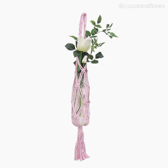 Foto do produto Macramê Porta Garrafas - Rosa (11908)
