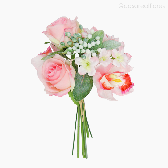 Foto do produto Buquê Misto Orquídea C/ Raffia Artificial - Rosa (3979)