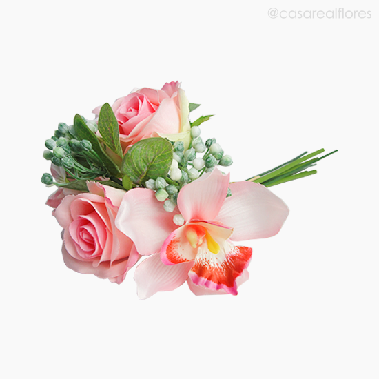 Foto do produto Buquê Misto Orquídea C/ Raffia Artificial - Rosa (3979)