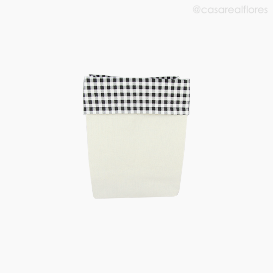 Foto do produto Cachepot de Algodão Cru C/ Borda Estampada M (12247)