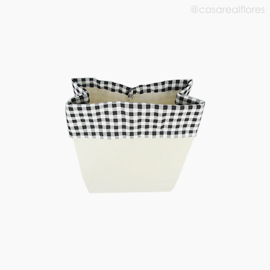 Foto do produto Cachepot de Algodão Cru C/ Borda Estampada M (12247)