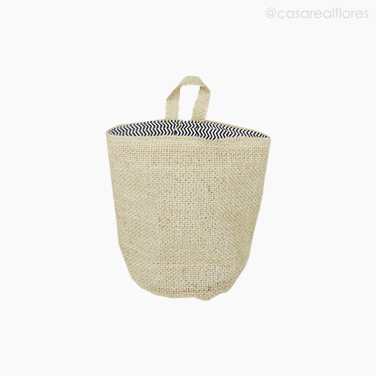 Foto do produto Cesto de Juta C/ Alça Forrado Estampado (12259)