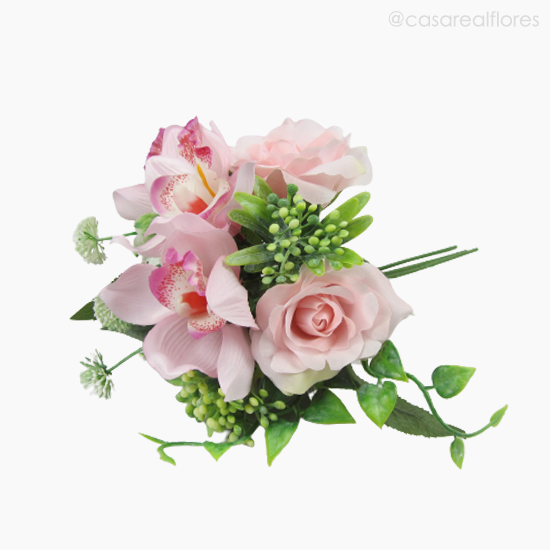 Foto do produto Buquê de Rosas c/ Orquídea Cymbidium (012521) - Rosa