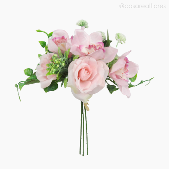 Foto do produto Buquê de Rosas c/ Orquídea Cymbidium (012521) - Rosa