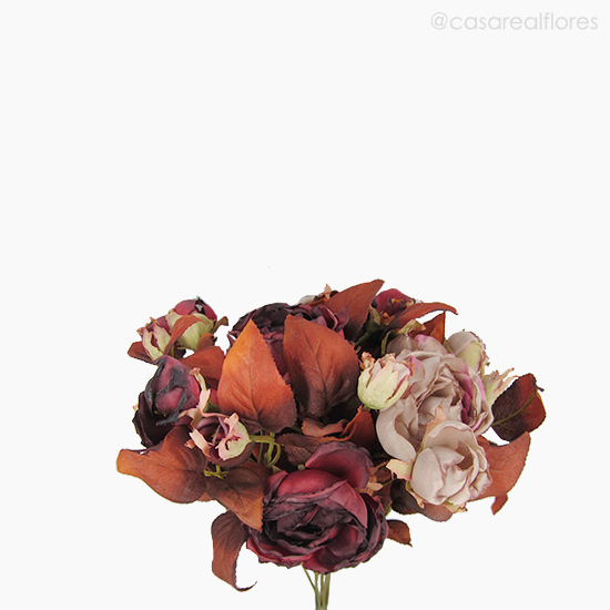 Foto do produto Buquê Peônias com Rosas Envelhecido - Marrom (9764)