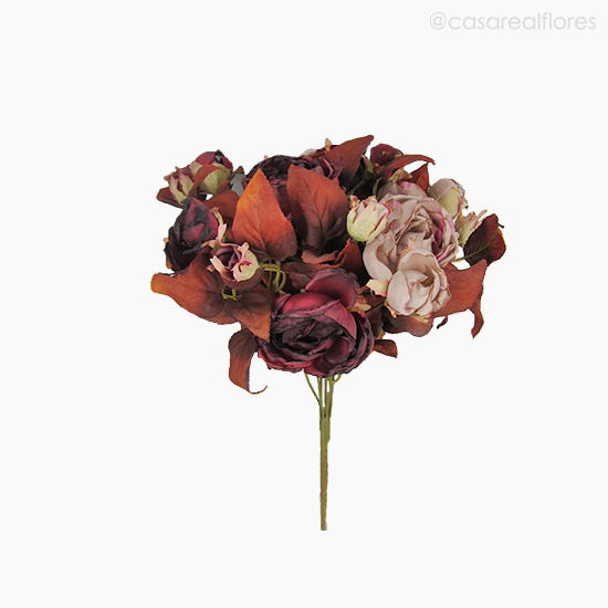 Foto do produto Buquê Peônias com Rosas Envelhecido - Marrom (9764)