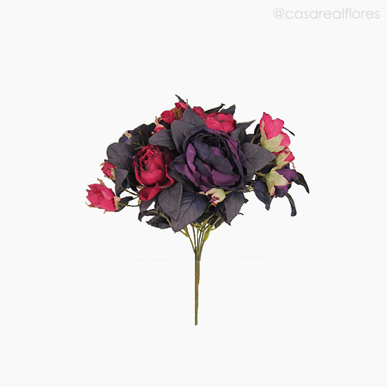 Foto do produto Buquê Peônias com Rosas Envelhecido - Roxo (9761)