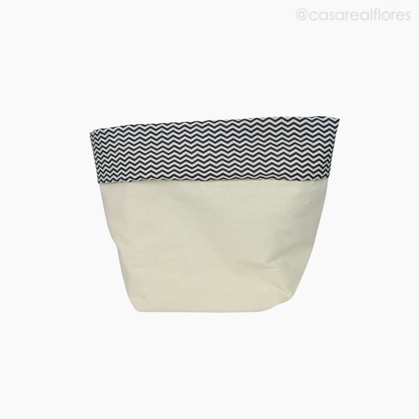 Foto do produto Cachepot de Algodão Cru C/ Borda Estampada P (12246)