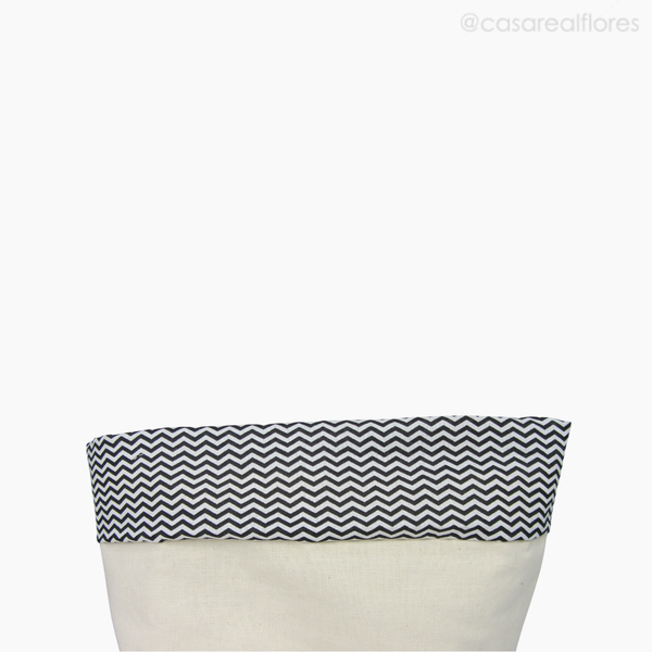Foto do produto Cachepot de Algodão Cru C/ Borda Estampada P (12246)