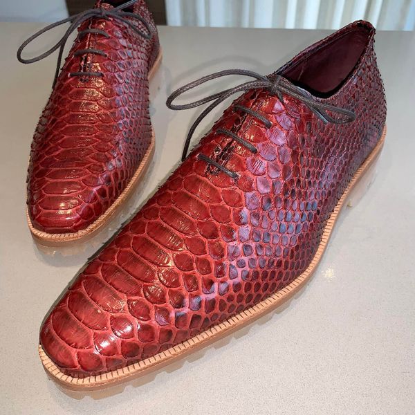 Sapato Oxford Mauro Python Traccia Fired Brick