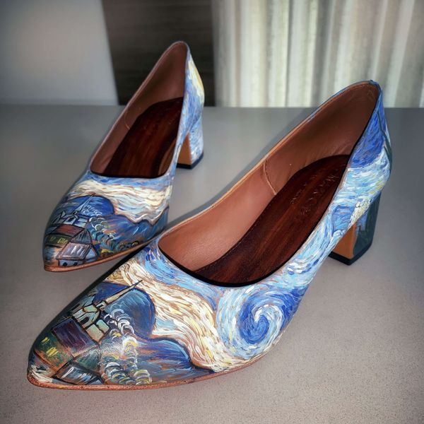 Scarpin Mia Arte E. Marchi Van Gogh Caramelo