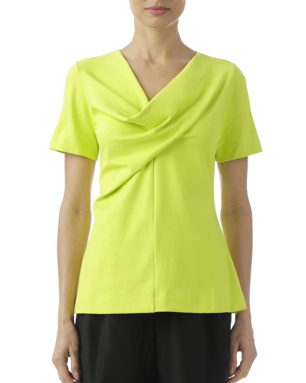 Foto do produto blusa decote drapeado amarelo limão