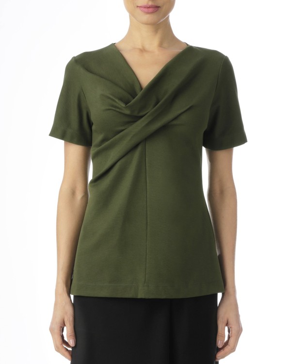 Foto do produto blusa decote drapeado verde escuro