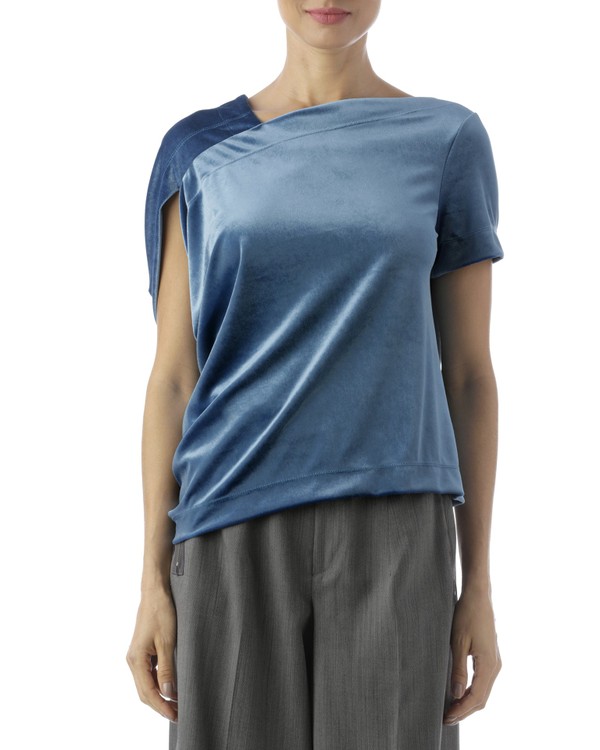 Foto do produto camiseta drapeado lateral azul