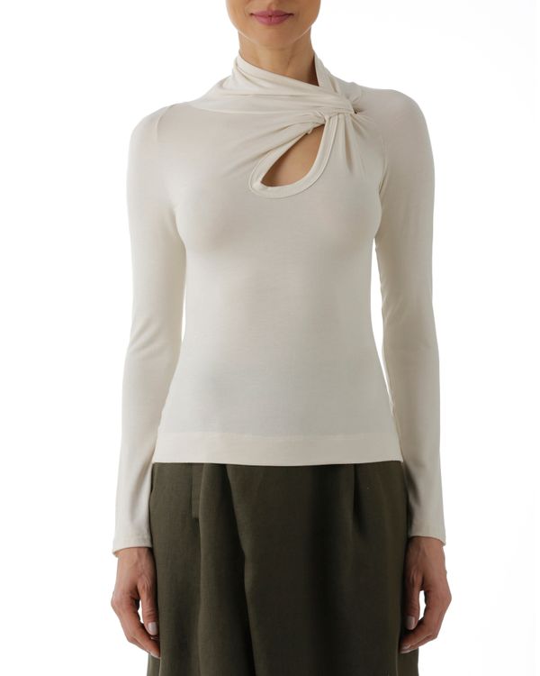 Foto do produto Blusa Decote Drapeado Manga Longa Off White
