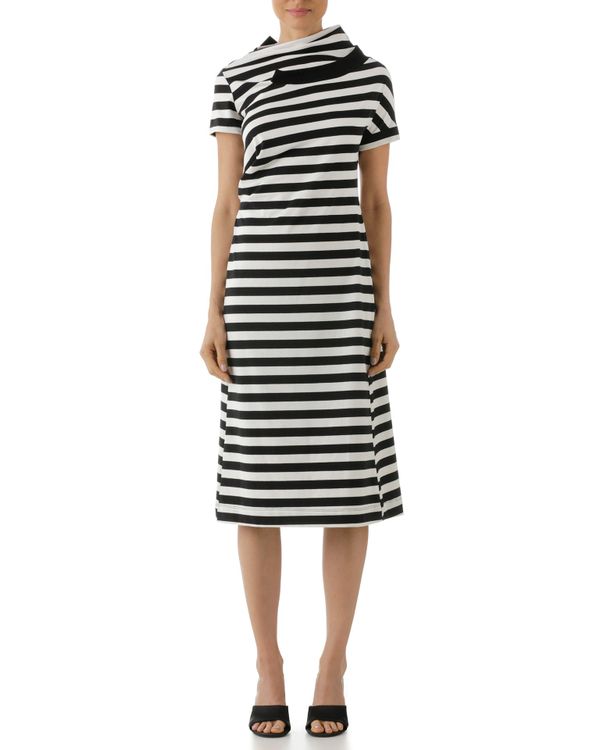 Foto do produto Vestido Drapeado Listra Grossa Branco & Preto
