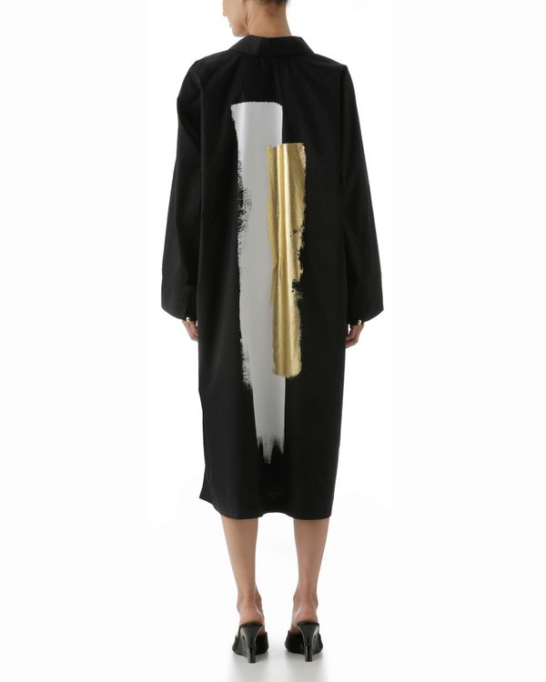 Foto do produto Vestido Quimono Pincelada Foil Preto