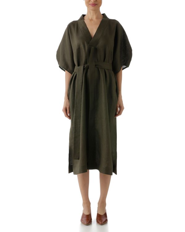 Foto do produto Vestido Quimono em Linho Verde Militar