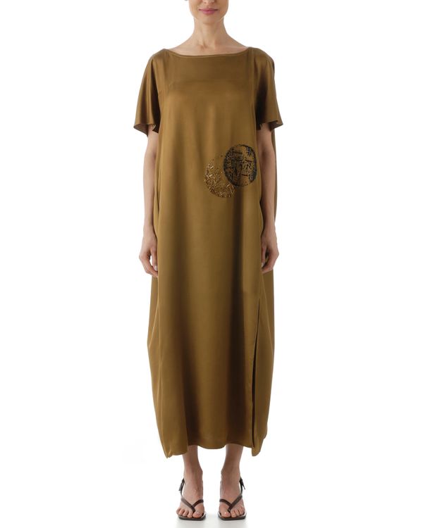 Foto do produto Vestido Bordado Círculo Marrom