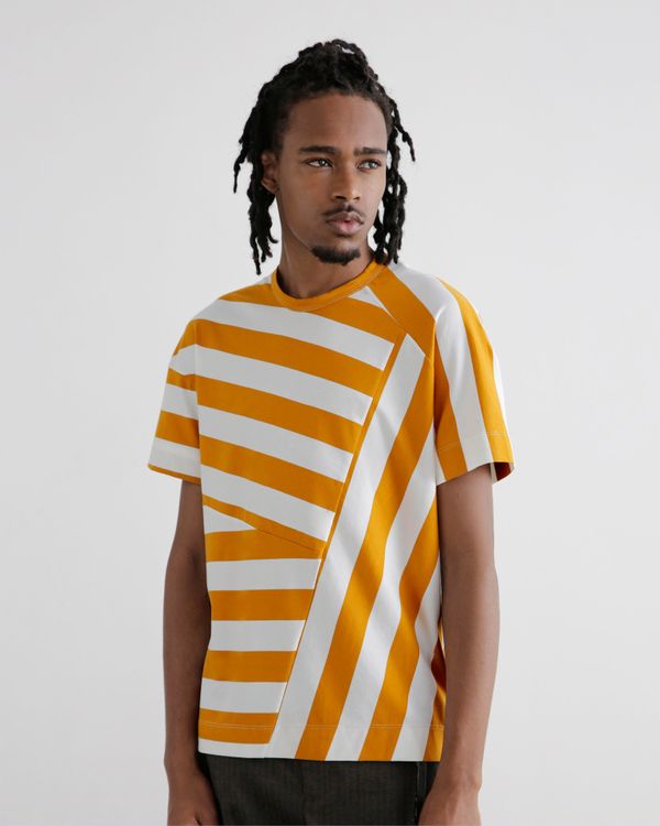 Foto do produto Camiseta Listras Nando Amarelo e Branco