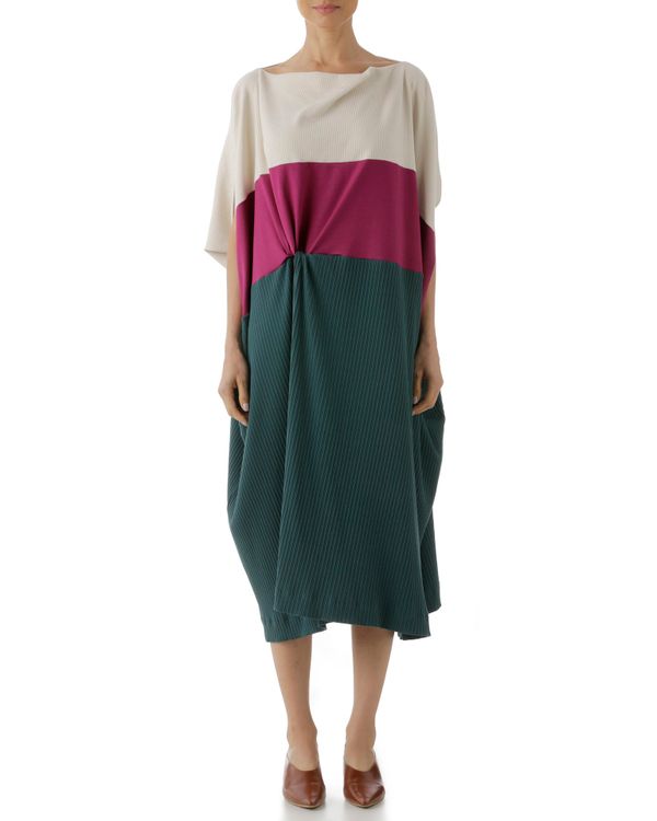 Foto do produto Vestido Tricolor Upcycling Off/Magenta/Verde