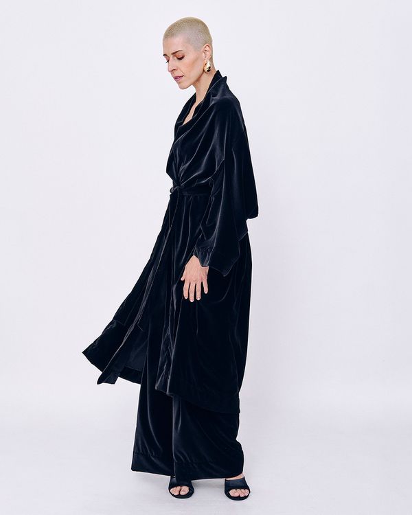 Foto do produto Casaco Vestido Veludo Preto