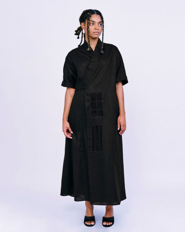 Foto do produto Vestido Renda Transpasse Preto
