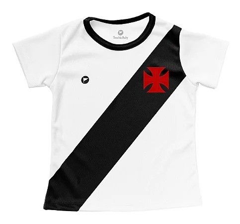 CAMISETA VASCO AVULSA SUBLIMADO BEBÊ BCO/PTO