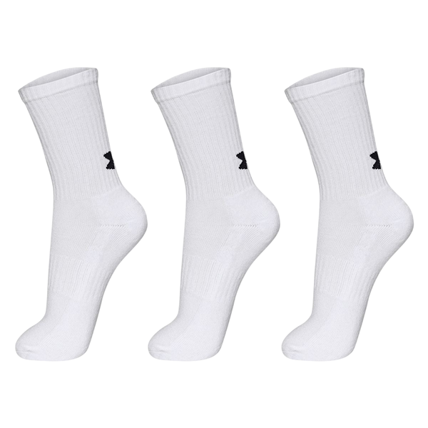 MEIA UA CORE COTTON CREW CANO ALTO 3 PARES BCO