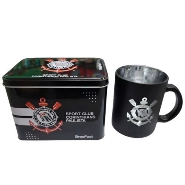 CANECA CORINTHIANS DIAMOND METALIC VIDRO LATA 300ML 