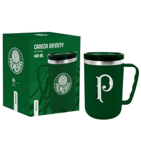 CANECA PALMEIRAS PLÁSTICA INOX INFINITY 450ML